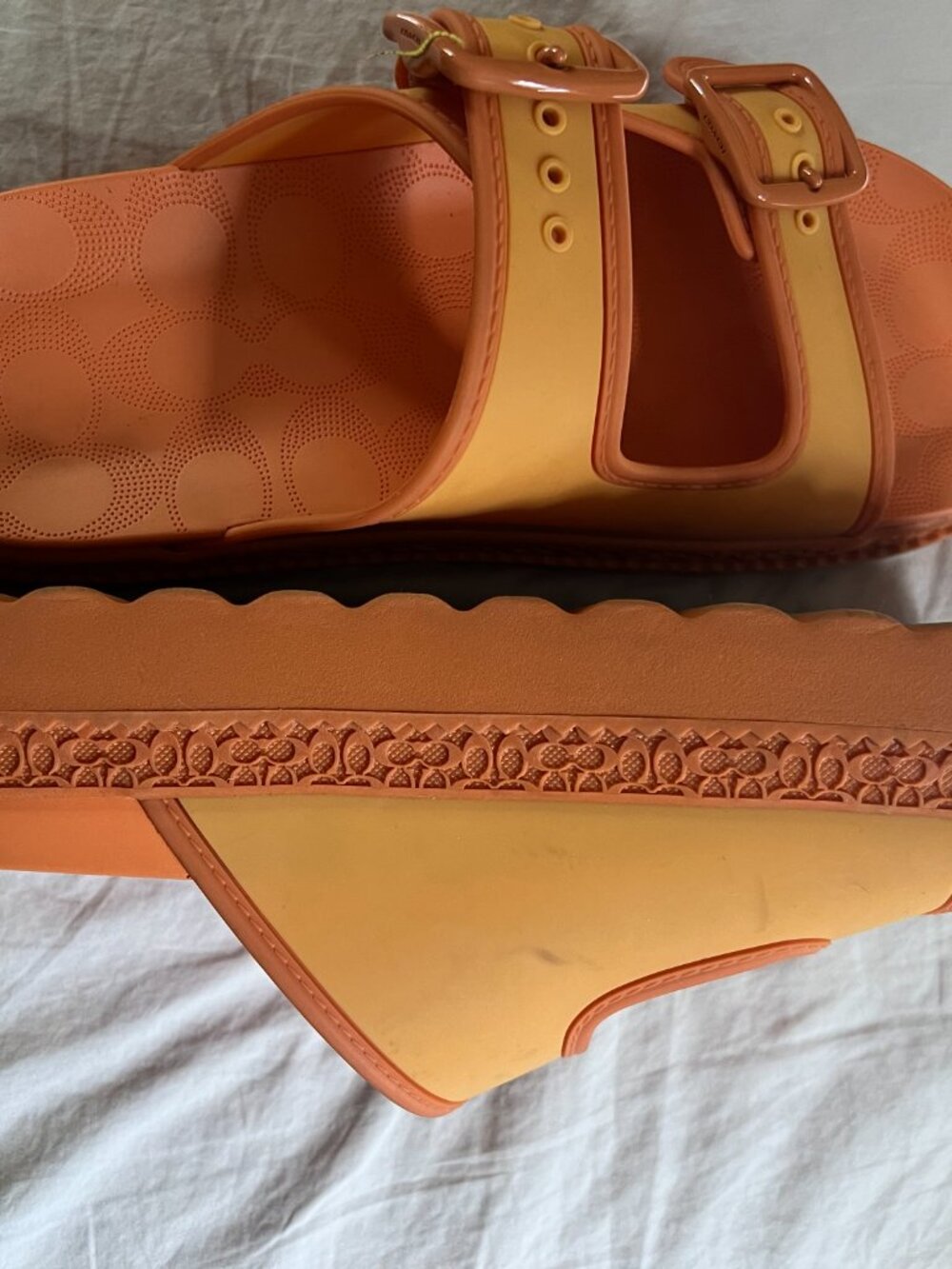 Orange Coach Platform Sandals - Womens Size 8 - Picture 5 of 6